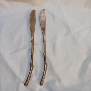 Stainless Steel Twig Branch Butter Knife 2 Piece